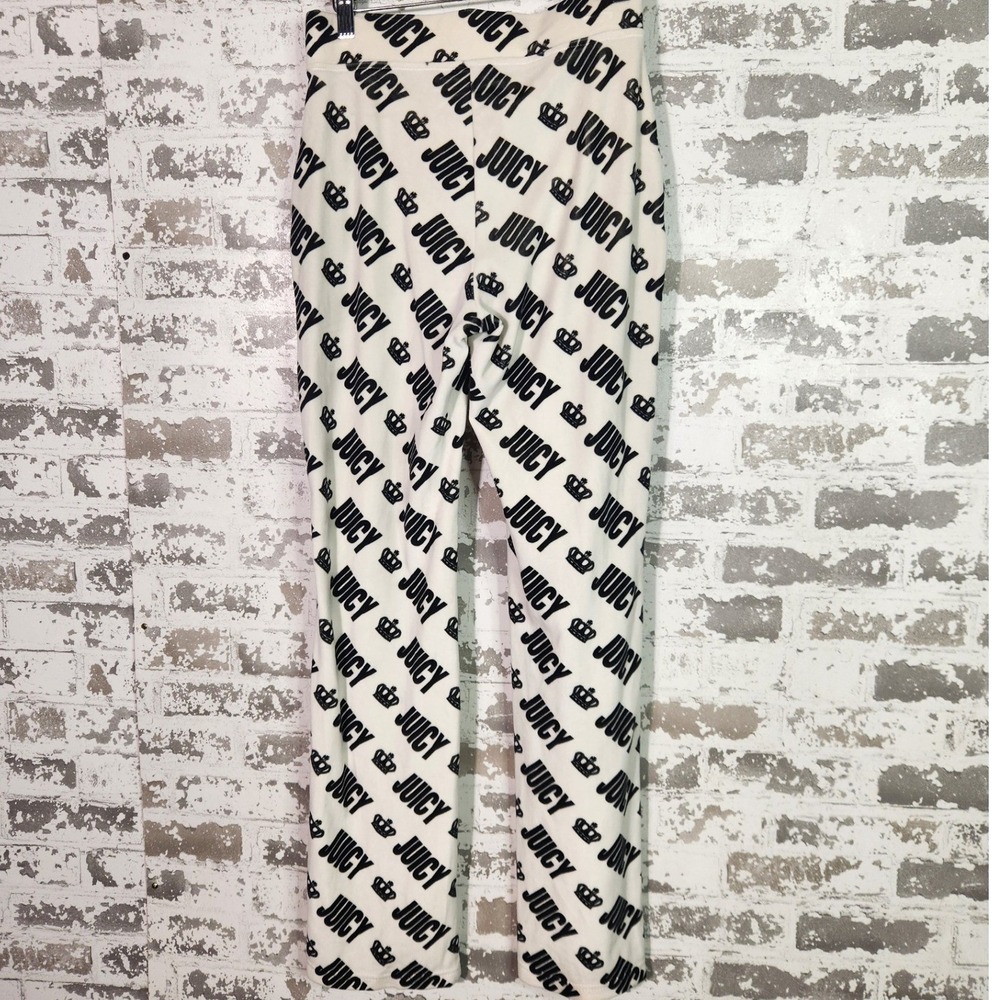 Juicy Couture Flare Pants Womens XS White Logo Print Y2K McBling Streetwear - Picture 2 of 13